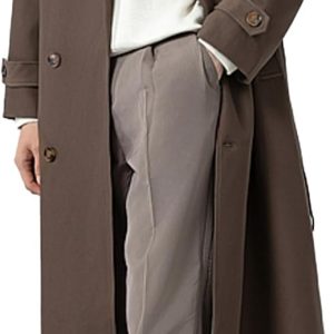 Men's Trench Coat - Long Jacket Overcoat-Oversized Casual Windbreaker