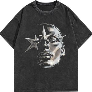 men Graphic Tees Shirt Unisex Cotton Oversized T-Shirt Short Sleeve Vintage Streetwear Casual Tee Top