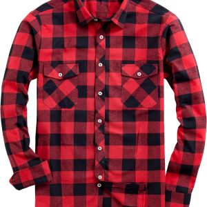 Men's Button Down Regular Fit Long Sleeve Plaid Flannel Casual Shirts