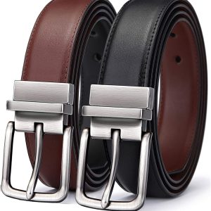 Men's Belt,Reversible Belt Adjustable For Gift Men 1.25”-Cut For Fit-2 Sides in 1 Belt(Not 2)