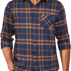 Men's Flannel Shirts Long Sleeve Button Down Plaid Shirt Lightweight Shirt